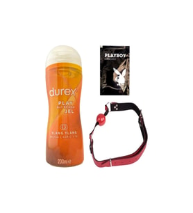 Durex Play 2si1 Arada Ylang Ylang Baştan Çıkartmaya & Kayganlaştırmaya Jel 200 ml + Kırmızı Deri Ağız Topu + Hediye