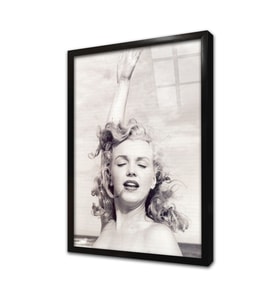 Siyah Beyaz Marilyn Monroe Çerçeveli Cam Tablo