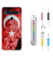 TCL 10L 10 Plus 10SE 20E 20SE 30SE L7 Kılıf Kablo Koruma Spiral Silikon Şanlı Türk Bayrağı 3 1395