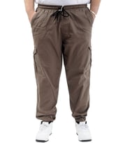 Mode XL Büyük Beden Erkek Keten Kargo Jogger Valencia 21911 Toprak