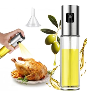 Yağ püskürtücü şişe, 100 ml sirke püskürtücü, sos spreyi, ızgara, zeytinyağı cam şişe, mutfak, pişirme, salata, ekmek pişirme, barbekü için (1 adet)