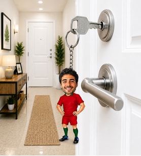 Kişiye Özel Futbolcu Karikatürlü Anahtarlık – Fotoğraflı Futbol Temalı Mini Karakter