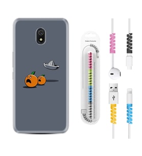 Xiaomi Redmi 8A 8 Pro 9C 9T 10C 11T Pro Kılıf Kablo Koruma Spiral Silikon Orange Escape 1374