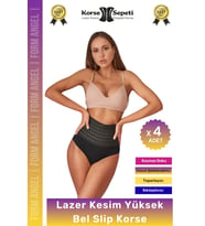 #Korse Vücut Şekillendirici Karın Bel Toparlayıcı Lazer Kesim Yüksek Bel Slip Korse - 4 Adet