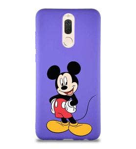 Huawei Mate 10 Lite Soft Premier Kapak Mickey Mouse-E Tasarımlı Silikon Kılıf - Mor (Şeffaf)