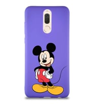 Huawei Mate 10 Lite Soft Premier Kapak Mickey Mouse-E Tasarımlı Silikon Kılıf - Mor (Şeffaf)