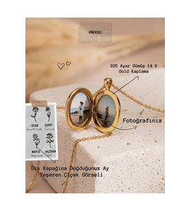 14 K Gold Kaplama 925 Ayar Gümüş Doğduğun Ay Yeşeren Çiçek Kolye