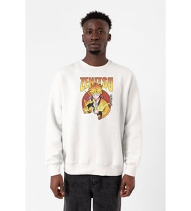 Demon Slayer Anime Zenitsu Poster Beyaz Erkek 2ip Sweatshirt