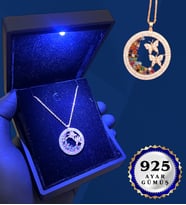 Işıklı Kutusunda 925 Ayar Zirkon Taşlı Kelebek Yuvası Tasarımlı Gümüş Kolye