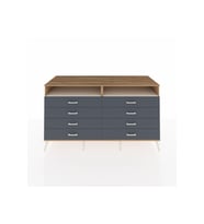 Kronos Konsol 2 Raflı 8 Çekmeceli  176x59x99 Çam-Aytaşı/Antrasit