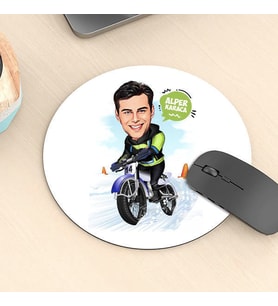 Kişiye Özel Karikatürlü Bisiklet Süren Erkek Mousepad