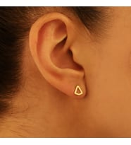 DKMN Gümüş Minimalist Dörtgen Küpe 925 Ayar Kadın Gümüş Küpe (Gold)