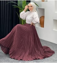 KIRIŞIK MODELLİ LÜKS MODA ETEK (Bordo)