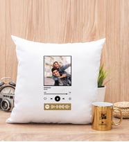 Kişiye Özel Spotify Tasarım Fotoğraflı Kare Yastık ve Gold Kupa