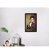 BK Gift Kişiye Özel Adam Karikatürlü Dekoratif Ahşap Siyah Çerçeveli Tablo-2