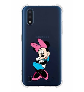 Samsung Galaxy A01  Köşe Korumalı Antişok Kapak Minnie Mouse Tasarımlı Şeffaf  Kılıf