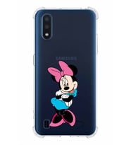 Samsung Galaxy A01  Köşe Korumalı Antişok Kapak Minnie Mouse Tasarımlı Şeffaf  Kılıf