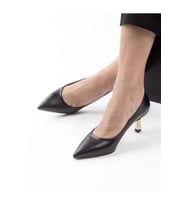 New Angel 340 Kadın Sivri Burun Kadeh Topuk Stiletto (Siyah)
