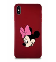 Apple iPhone XS Max Soft Premier Kapak Minnie Mouse-B Tasarımlı Silikon Kılıf - Mürdüm (Şeffaf)