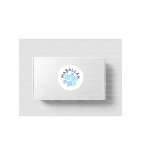 Mavi MAŞALLAH Etiketi Nazar Değmesin Yuvarlak Mat Sticker Mevlid Erkek Bebek Partisi 4 Cm (90 Adet)