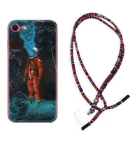 Apple iPhone 5 6 7 8 Plus Se XR Kılıf Boyun Asklı Rasta Silikon Astronot Smoke 1769