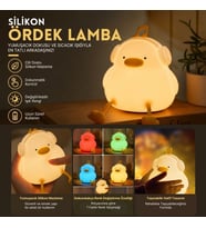 Vurmalı 7 Renkli Silikon Ördek LED Masa Lambası, Müzisyen Tasarımlı, Dokunmatik Renk Değiştiren Dekoratif USB Gece Lambası (5680)