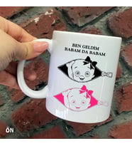 Size Özel Ben Geldim Babam da Babam ve Ben Geldim Annem de Annem Seramik Baskılı Kupa Bardaklar