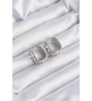 Pirinç Gümüş Renk Zirkon Taşlı Minimal Halka Küpe 5886 - SSSSSS7377-4947