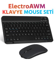 Kablosuz Bluetooth Klavye + Mouse Seti (iOS / Android / Windows Uyumlu) (A.Siyah)