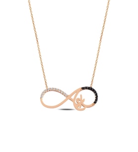 Zirkon Taşlı Rose Aşk Yazılı Model 2 Sonsuzluk Kadın Gümüş Kolye Gklasksnsz2-ros
