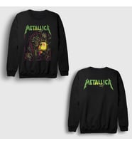 Presmono Unisex Siyah Gas Lamp Metallica Sırt Baskılı Sweatshirt 516603tt