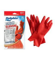 Dolphin Lateks Bulaşık Temizlik Eldiveni - Kırmızı - XL - No : 10 - 1 Çift - Paket