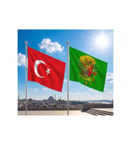TRY Raşel Kumaş Bayrak ve Türkiye Cumhuriyeti Alpaka Kumaş Bayrak 2'li set 100x150 Cm