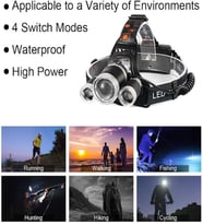 POWER STYLE PROF 3 KAFA ÇİFT AKÜ ZOOUMLU KAFA LAMBASI GÜÇLÜ IŞIK 10W