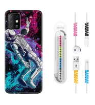 INFINIX Hot 8 9 10 11S Hot 10 Play 10T Kılıf Kablo Koruma Spiral Silikon Astronot Signs 1753