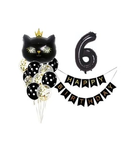 SİYAH KEDİLİ BALON SET