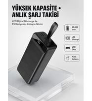 Tüm Cihazlarla 50.000 Mah – Yüksek Kapasiteli, Led Gösterge Akıllı Koruma Fonksiyonlu