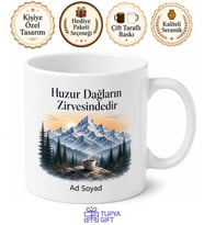 Dağ Başında Kahve Keyfi Kupa Bardak Doğa Temalı Özel Tasarım Hediye