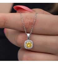 925 Ayar Gümüş Sarı Baget Taşlı Kadın Kolye