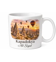 Kapadokya Manzaralı Baskılı Porselen Kupa Bardak Hediyelik Hatıra Hediye