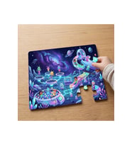 Uzayda Çocuk Parkı Tasarımlı 24 Parça Ahşap Çocuk Puzzle