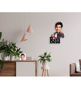 BK Gift Kişiye Özel Godfather Baba Karikatürlü Ahşap Duvar Saati-7 (Beyaz)