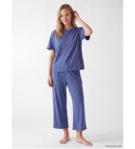 LCW DREAM Mavi Desenli Kadın Kaprili Pijama Takımı