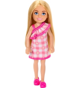 Barbie Chelsea Bebek, Sarı Saçlı Ve Mavi Gözlü Çıkarılabilir Kareli Elbise Ve Pembe Ayakkabı Giyen K (Çok Renkli)