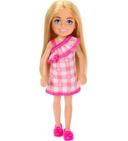 Barbie Chelsea Bebek, Sarı Saçlı Ve Mavi Gözlü Çıkarılabilir Kareli Elbise Ve Pembe Ayakkabı Giyen K (Çok Renkli)
