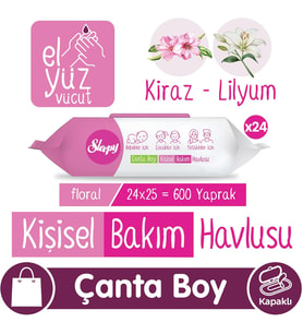 Lexroo Floral Kişisel Bakım Havlusu Çanta Boy 24x25 (600 Yaprak)