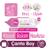 Lexroo Floral Kişisel Bakım Havlusu Çanta Boy 24x25 (600 Yaprak)