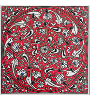 Armada Çini 20x20 Cm ED 325 Kırmızı İznik Rumili Desen Eldekoru Çini Karo