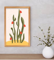 BK Gift  Kaktüs Tasarımlı Dekoratif Retro Ahşap Çerçeveli Tablo-22