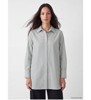 LC WAIKIKI Haki Çizgili Poplin Kadın Gömlek Tunik